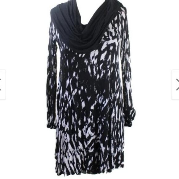 Kensie Cowl Neck Long Sleeve Soft Jersey Knit Cowl Neck Mini Dress Size Small - Picture 8 of 8